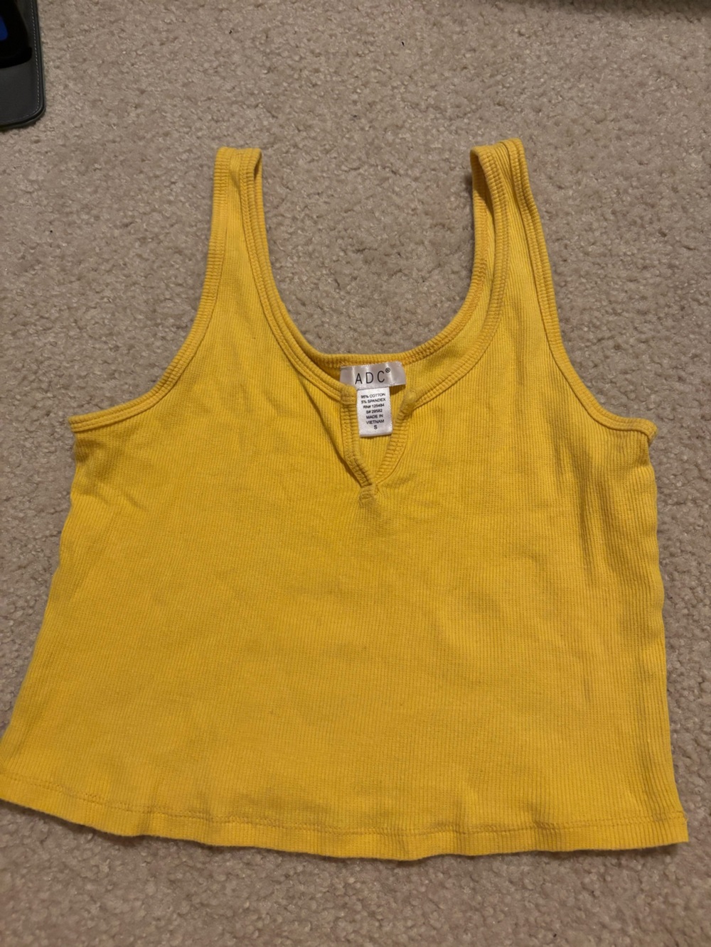 DC Yellow Ribbed Tank Top